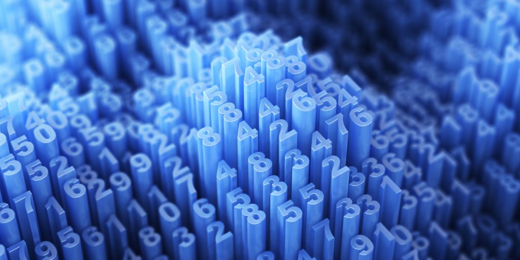 A close-up, abstract 3D rendering featuring an array of blue numerical data. The image showcases the numbers in a dynamic and organized pattern, symbolizing data, mathematics, and statistical analysis. The vibrant blue hues and depth of field create a visually striking representation of digital and analytical concepts.